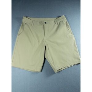 Lululemon Mens Commission Golf Shorts 33 Tan Khaki Polyester Performance Stretch